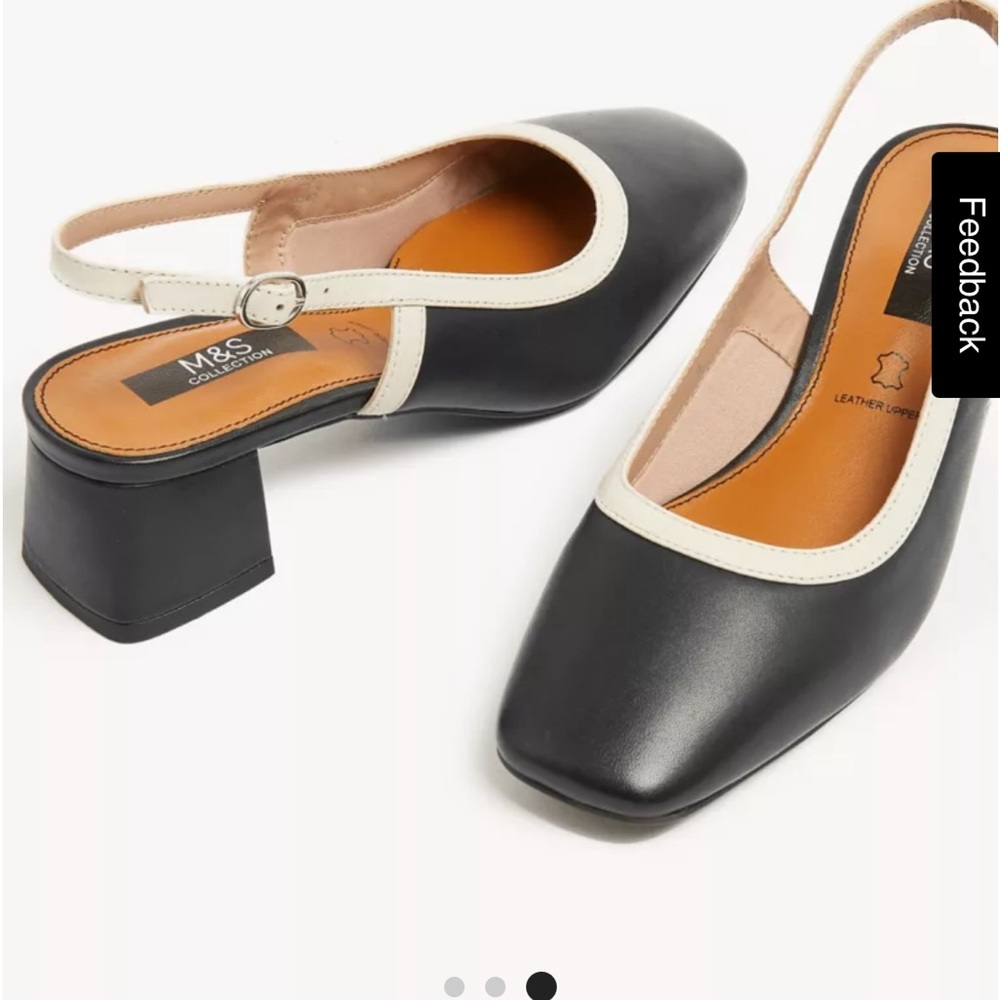 Mark & Spencers Leather Block Heel Slingback Shoes